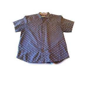 Tommy Bahama Mens XL Navy Short Sleeve Button-Up Shirt Pocket Checkered Pattern
